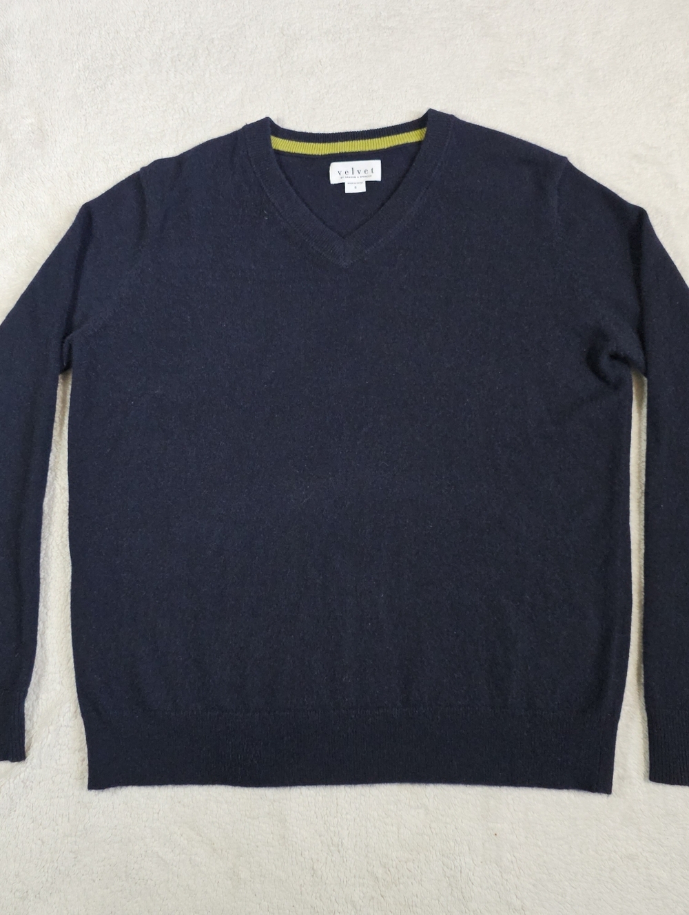 Velvet by Graham & Spencer Navy V-Neck Men's Sweater Cashmere.